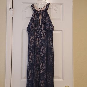 Blue and Nude Cocktail Gown